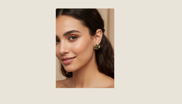Premium Emerald Floral Studs